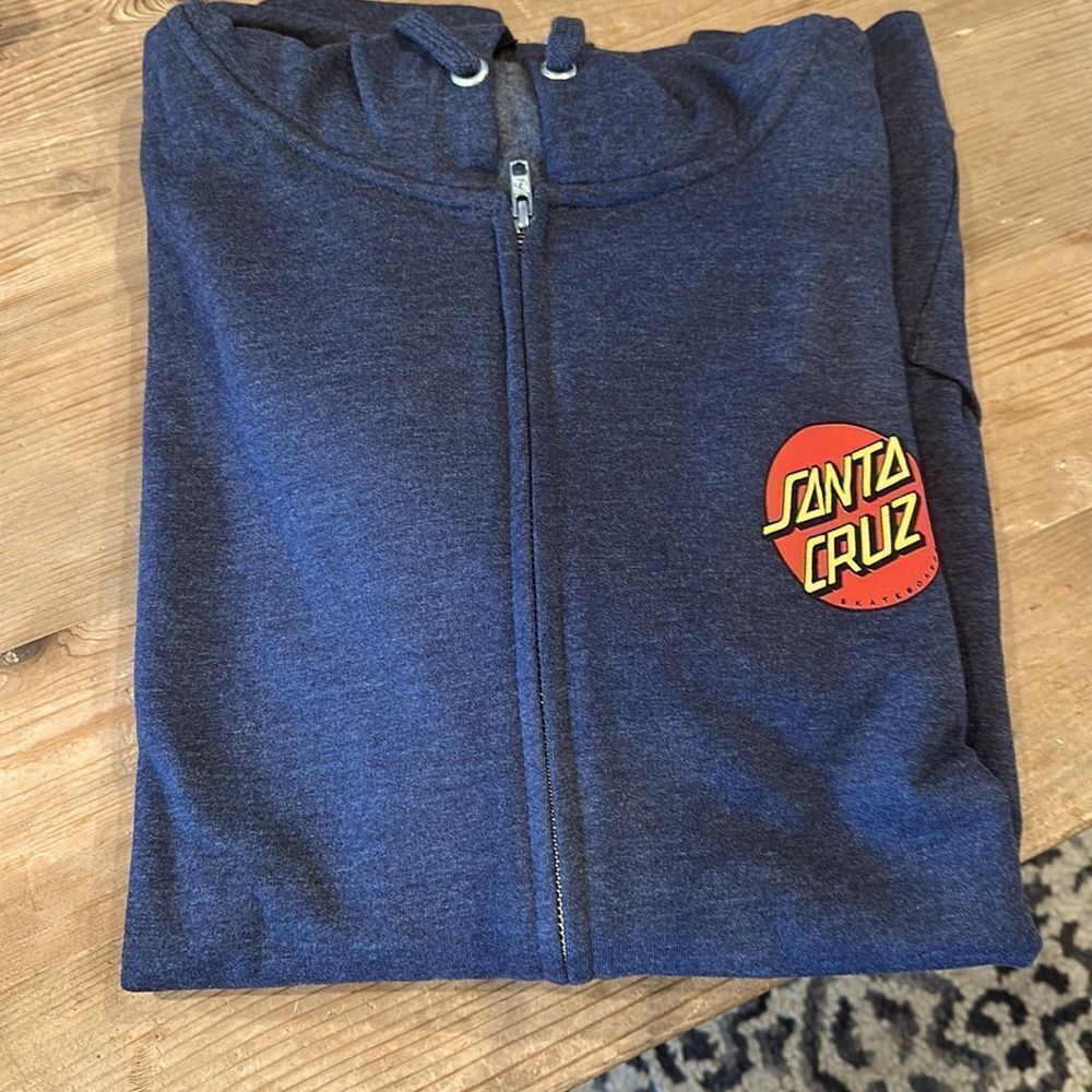 SANTA CRUZ Men's Zip Up Hooded Sweatshirt Classic Dot Skate Zip Up Sweatshirt